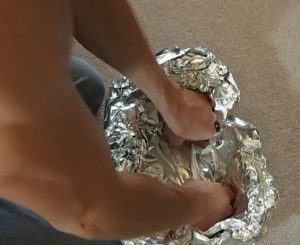 Shaping the tinfoil Shaping the tinfoil