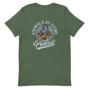 Animals at Home Podcast T-Shirt (Heather Navy & Forest Green) - Image 2